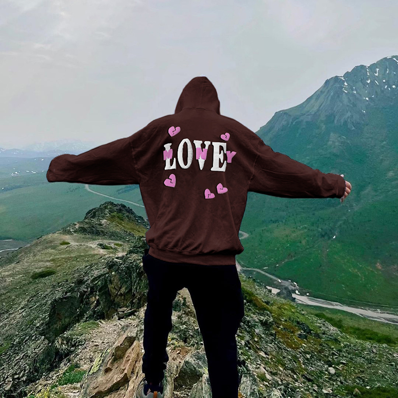 Puff Print Love Is Broken Loose Hoodie
