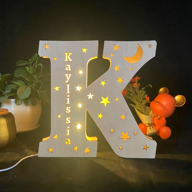  Custom Name Light, Custom Wooden Night Light Living Room Letter Lamp Wall Decor Name Light-babyanimal
