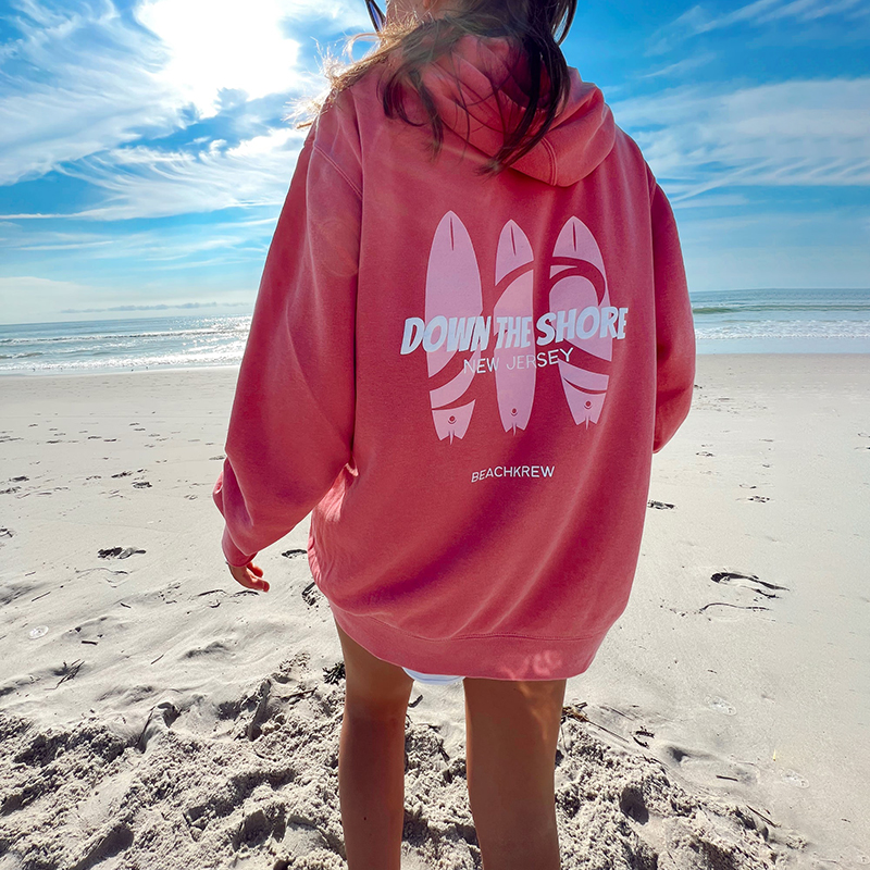 DOWN THE SHORE Print Long Sleeve Hoodie