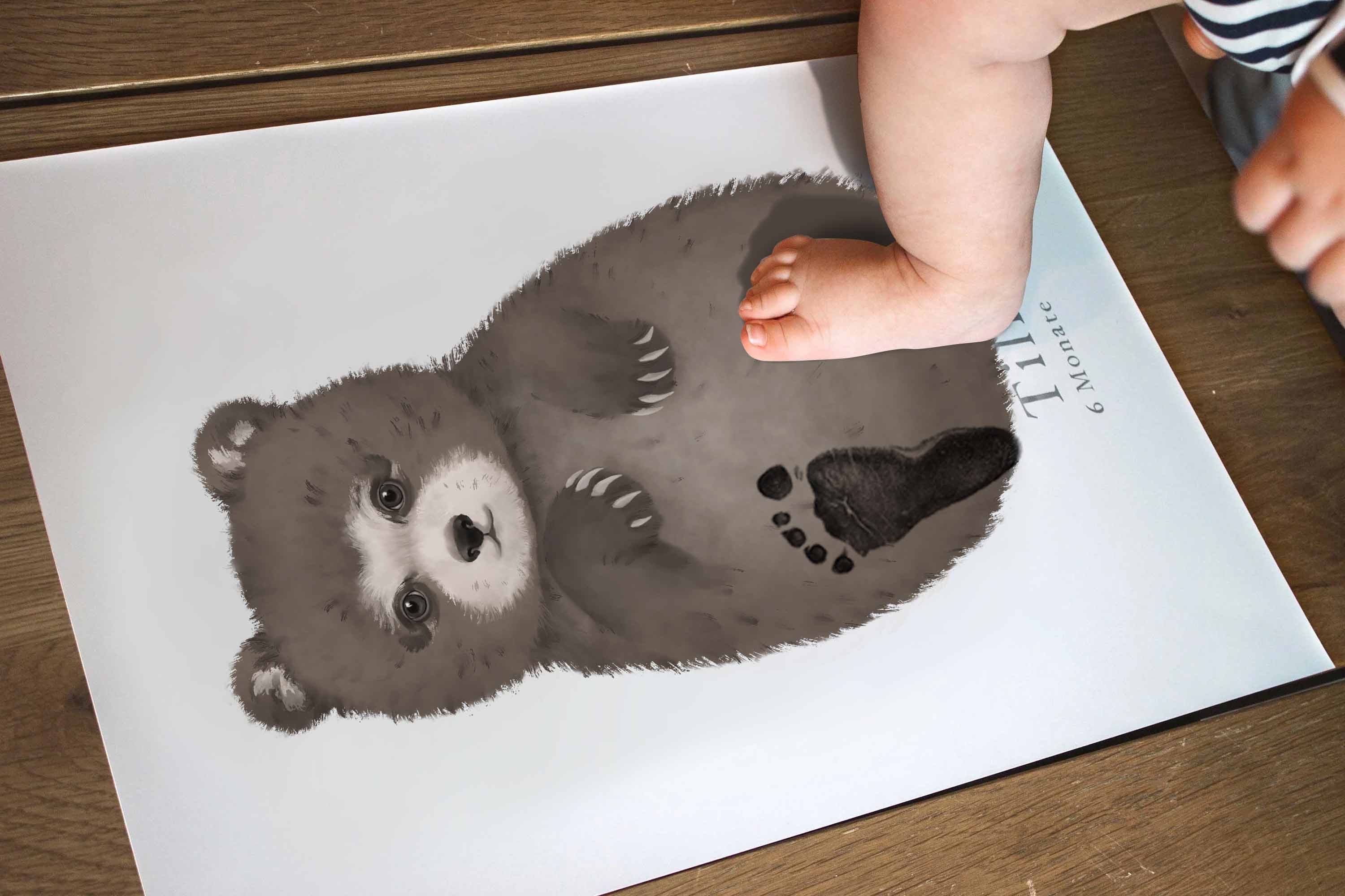 Cute Bear, Baby Gift and Pets Gift Personalized,, Footprint Set, Mural Baby & Children's Room Animals, Bear-babyanimal
