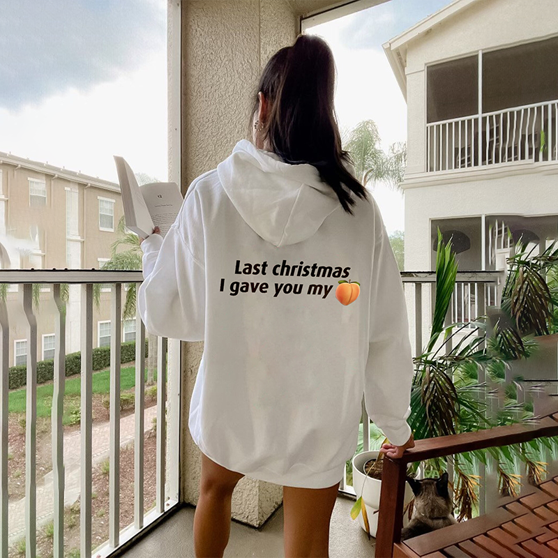 Casual Last Christmas Letter Print Hoodie