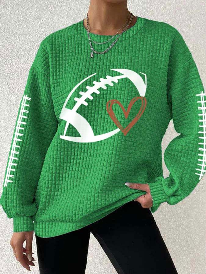 Women's Football Lover Casual Waffle Sweatshirt