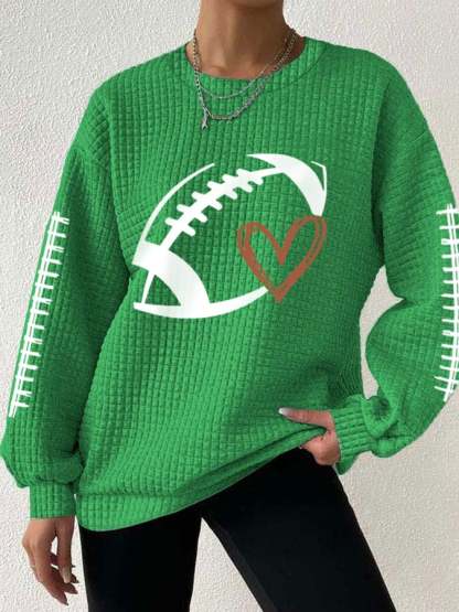 Women's Football Lover Casual Waffle Sweatshirt