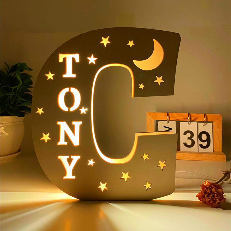  Custom Name Light, Custom Wooden Night Light Living Room Letter Lamp Wall Decor Name Light-babyanimal