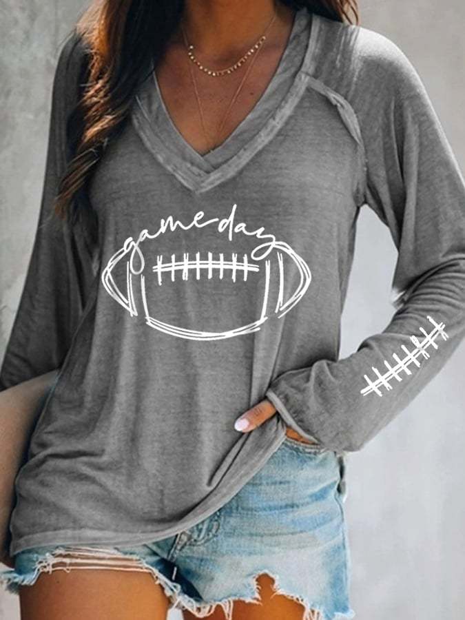 🔥Over $49 Save 5% OFF🔥Women's Gameday Football Lover Casual V-Neck L