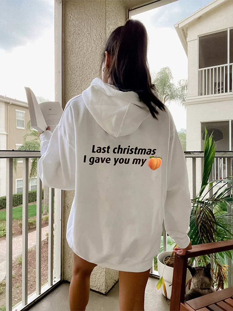 Casual Last Christmas Letter Print Hoodie