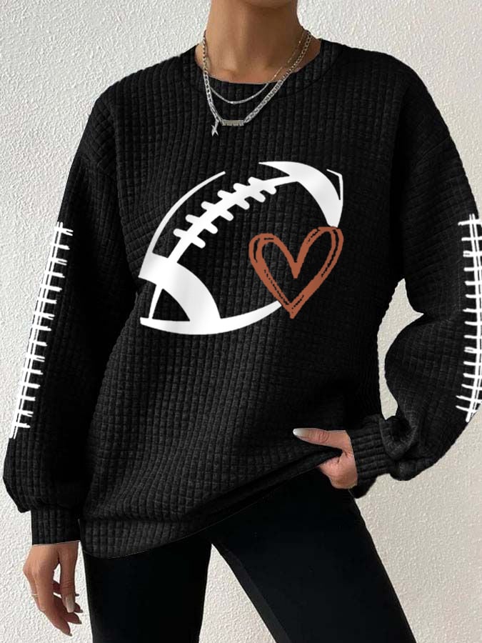 Women's Football Lover Casual Waffle Sweatshirt