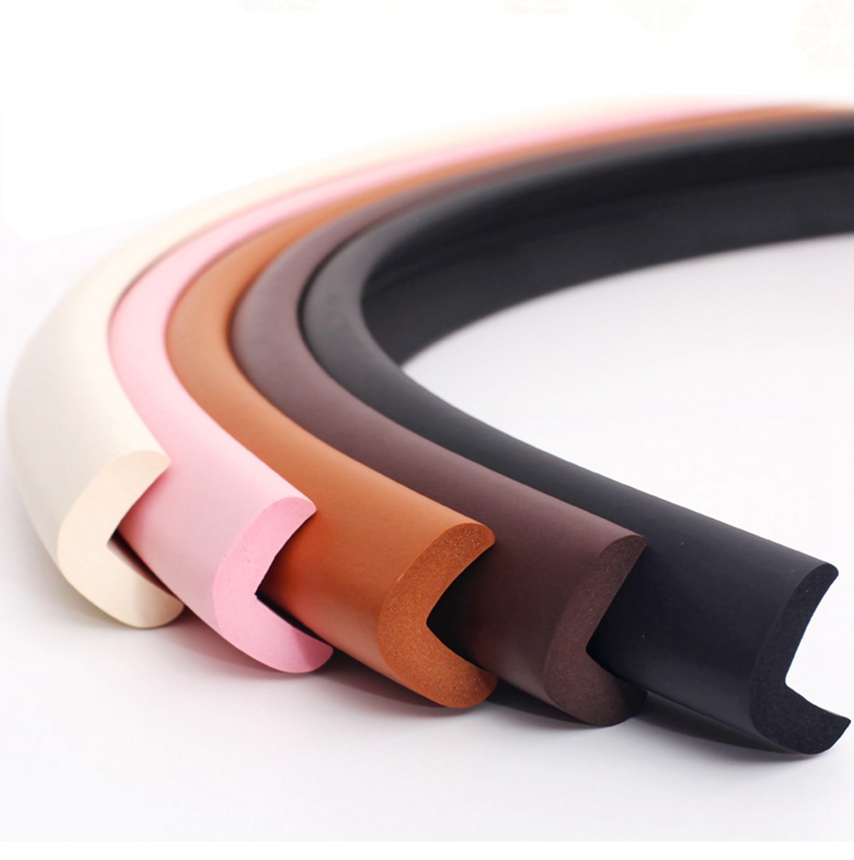 M2cbridge L Shape Extra Thick Furniture Table Edge Protectors Foam Baby Safety Bumper Guard 6.5 Ft (Off White with 4 Corners)