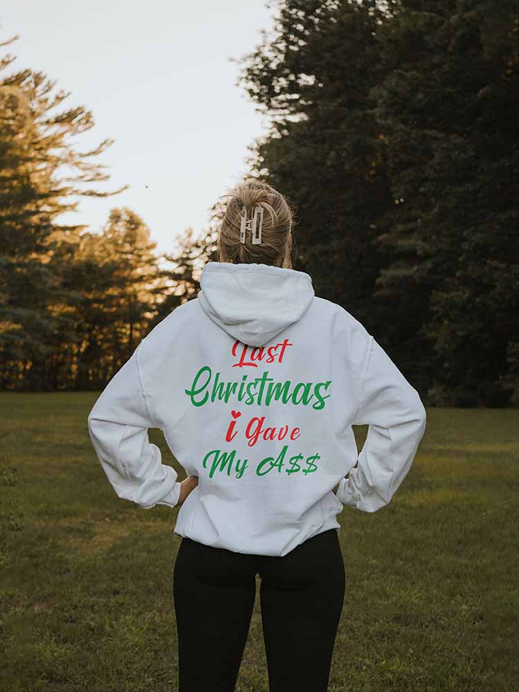 Long Sleeve Last Christmas Letter Print Hoodie