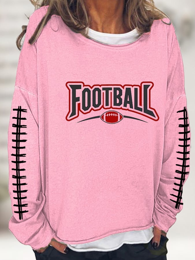 Women's Football Makes Me Happy Printed Casual Sweatshirt