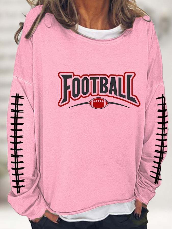 Women's Football Makes Me Happy Printed Casual Sweatshirt