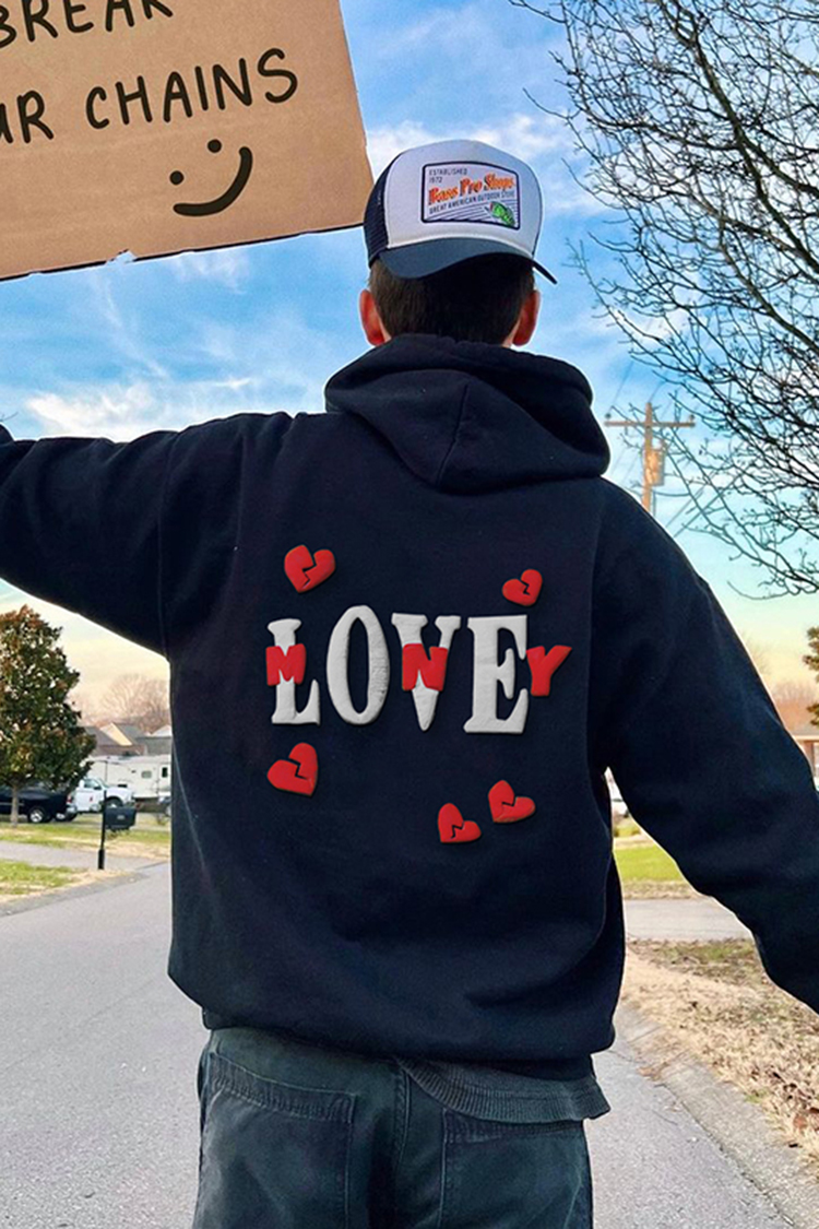 Puff Print Love Is Broken Loose Hoodie