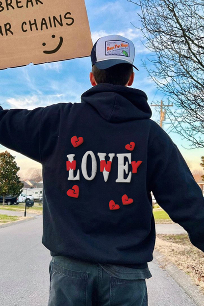 Puff Print Love Is Broken Loose Hoodie