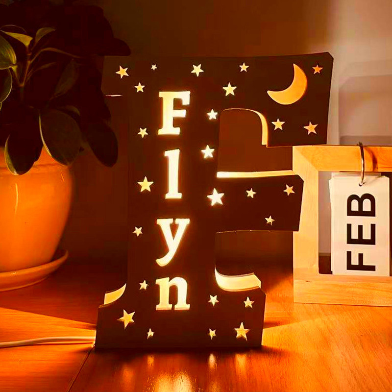 Custom Name Light, Custom Wooden Night Light Living Room Letter Lamp Wall Decor Name Light-babyanimal