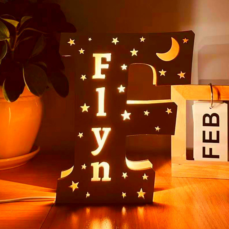  Custom Name Light, Custom Wooden Night Light Living Room Letter Lamp Wall Decor Name Light-babyanimal