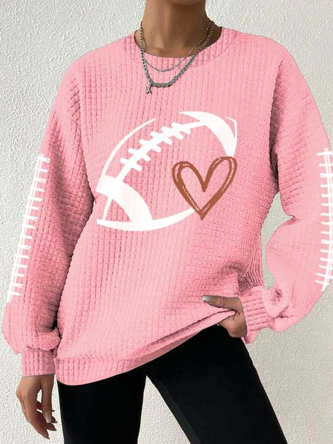 Women's Football Lover Casual Waffle Sweatshirt