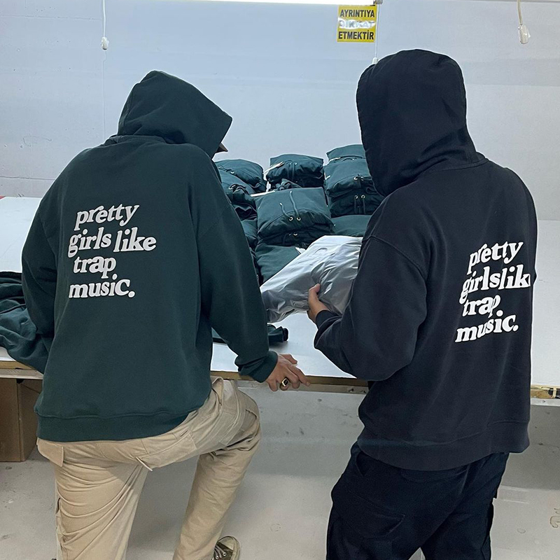 Puff Print Pretty Girls Like Trap Music Loose Hoodie