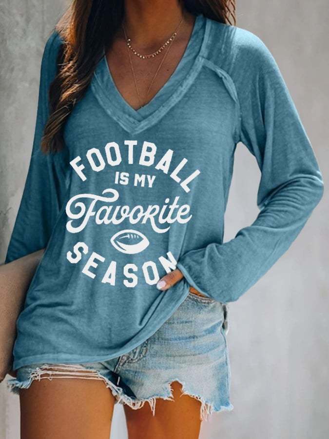 🔥🔥Football Print V-Neck Casual T-Shirt