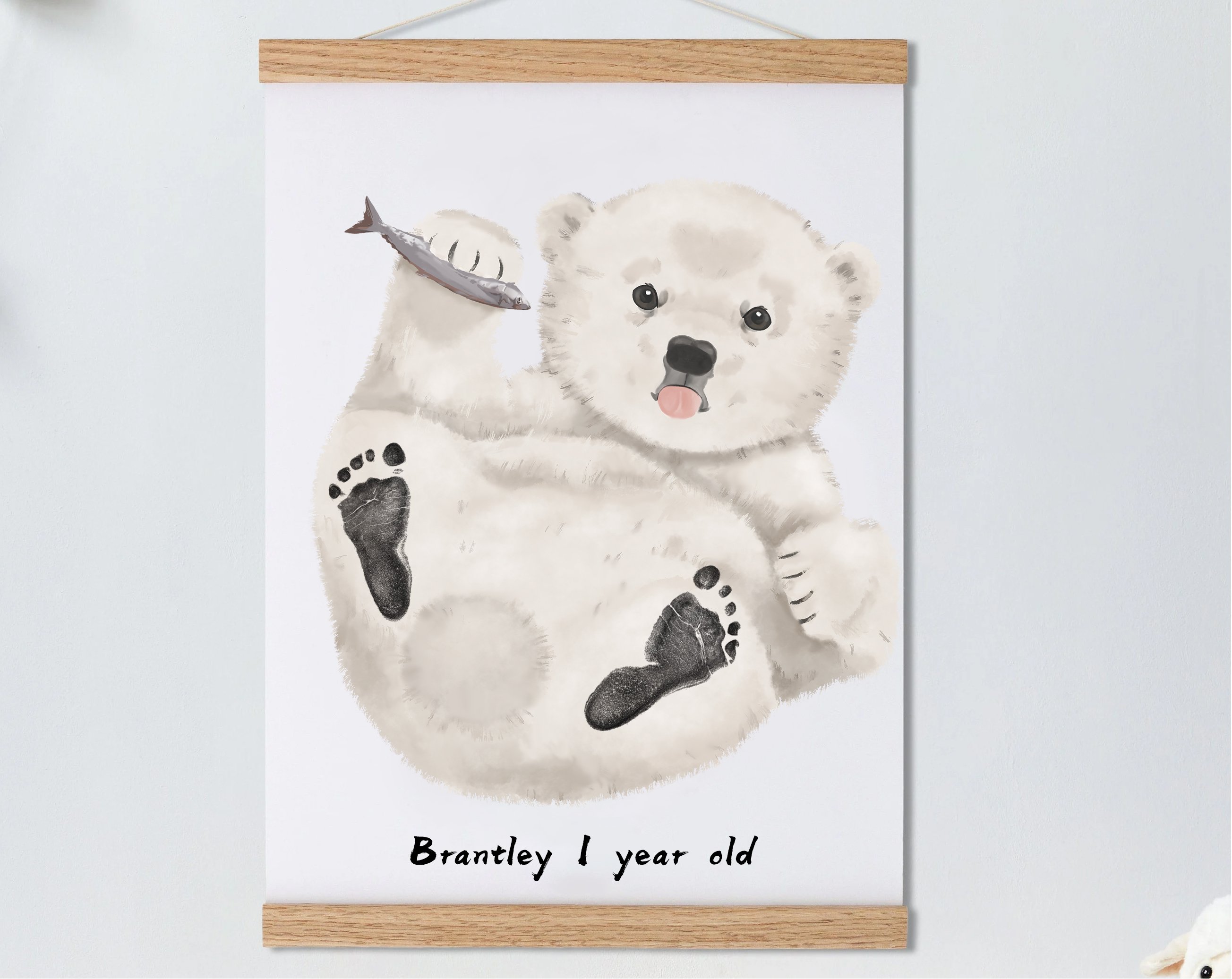 Polar Bear, Baby Gift and Pets Gift Personalized,, Footprint Set, Mural Baby & Children's Room Animals, Polar Bear Baby Gift-babyanimal