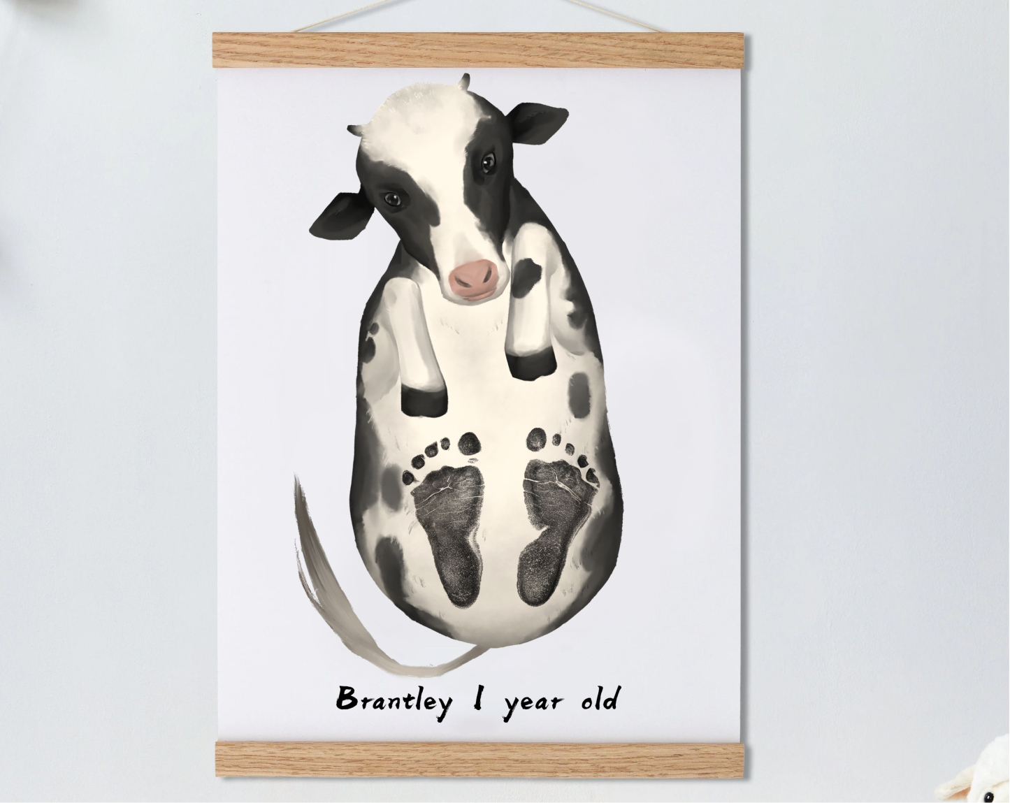 Cute Dairy cow, Baby Gift and Pets Gift Personalized,, Footprint Set, Mural Baby & Children's Room Animals, Dairy cow-babyanimal