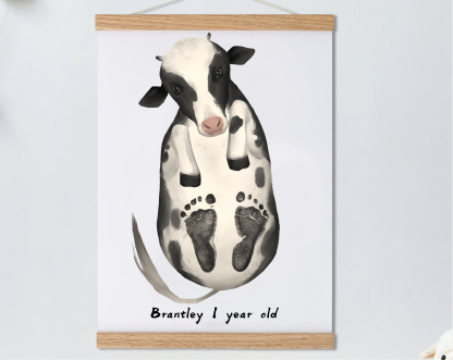 Cute Dairy cow, Baby Gift and Pets Gift Personalized,, Footprint Set, Mural Baby & Children's Room Animals, Dairy cow-babyanimal