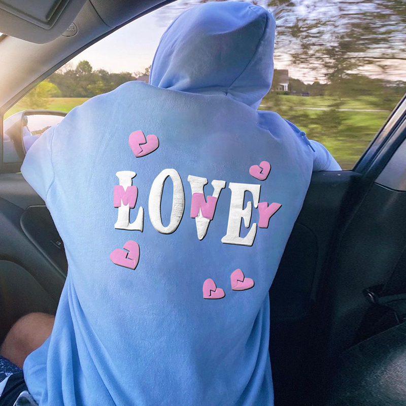 Puff Print Love Is Broken Loose Hoodie