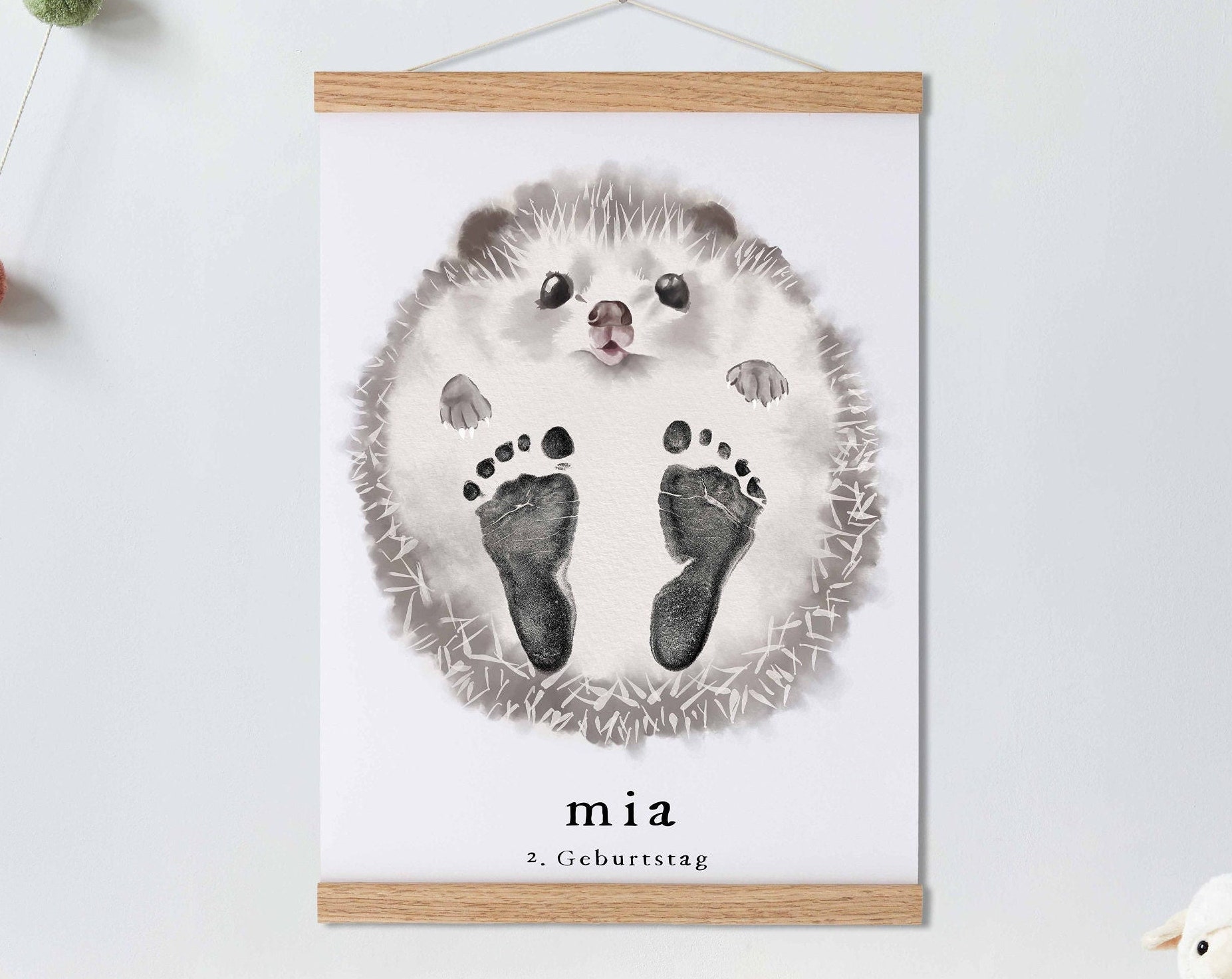 Hedgehog Baby Footprint Kit Canvas - Memorialize Baby Foot Prints
