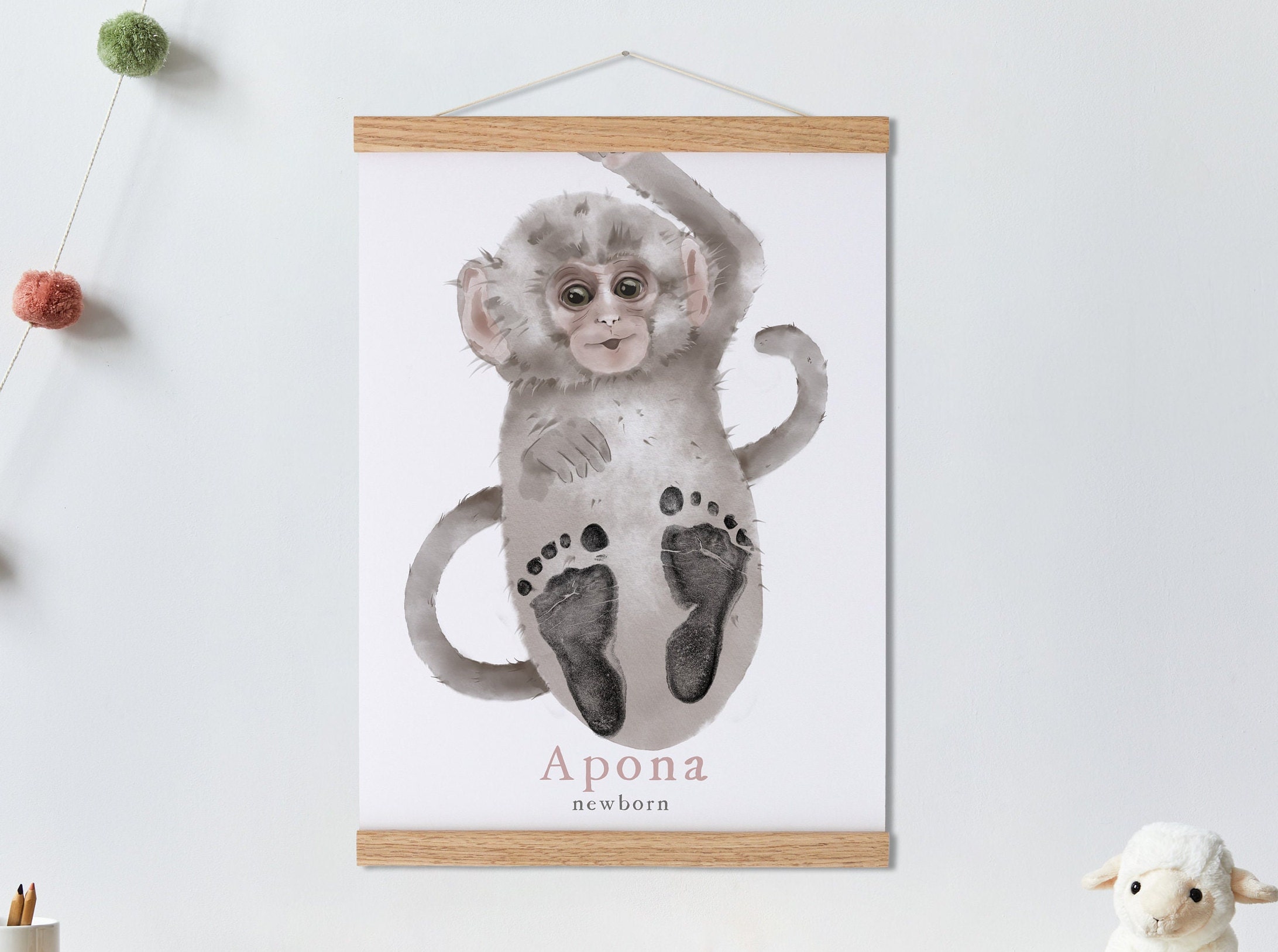 Energetic Monkeys, Baby Gift and Pets Gift Personalized,, Footprint Set, Mural Baby & Children's Room Animals, Monkeys-babyanimal