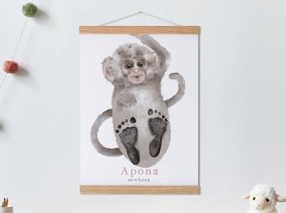 Energetic Monkeys, Baby Gift and Pets Gift Personalized,, Footprint Set, Mural Baby & Children's Room Animals, Monkeys-babyanimal