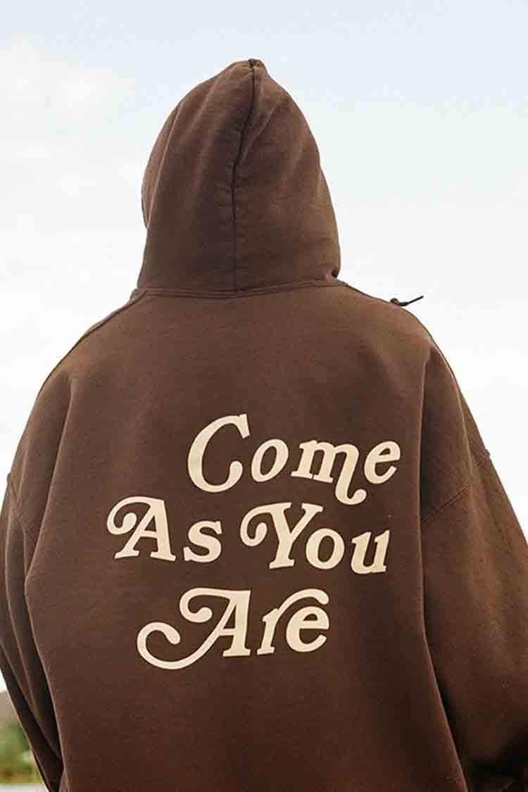 Trendy Come As You Are Print Long Sleeve Hoodie