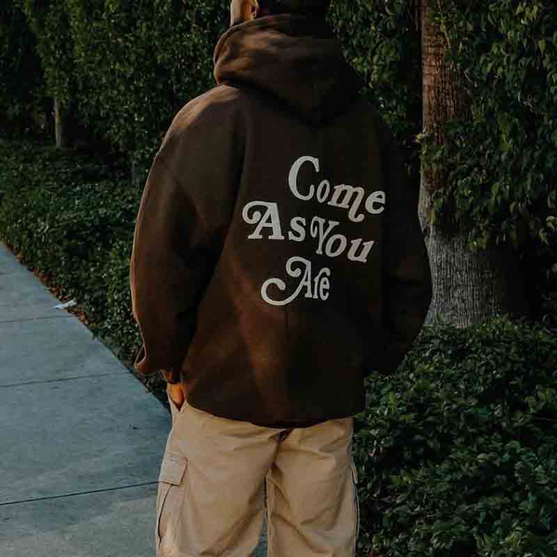 Trendy Come As You Are Print Long Sleeve Hoodie