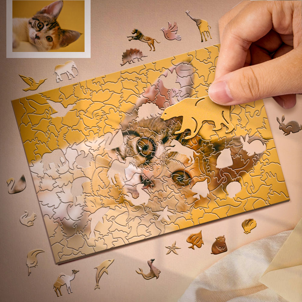 Personalized Puzzle Animal Wood Puzzle Custom Jigsaw Puzzle with 1-4 Photos-babyanimal