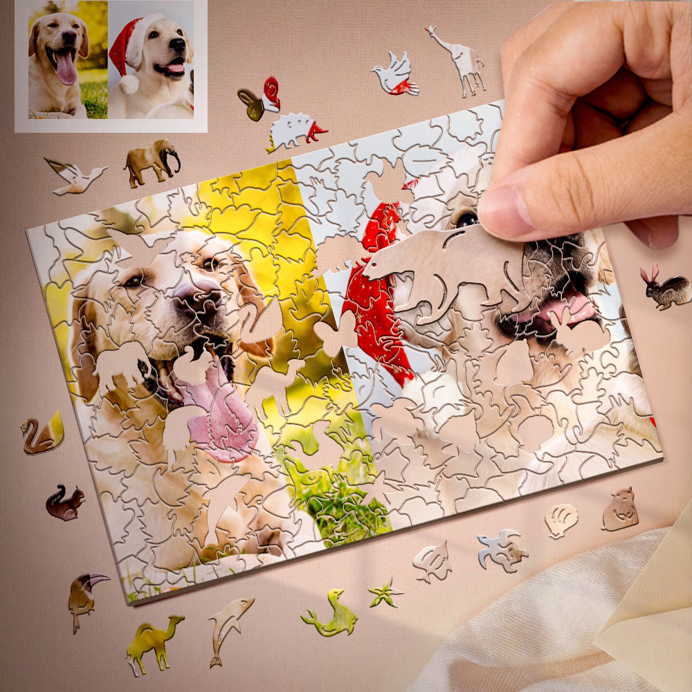 Personalized Puzzle Animal Wood Puzzle Custom Jigsaw Puzzle with 1-4 Photos-babyanimal