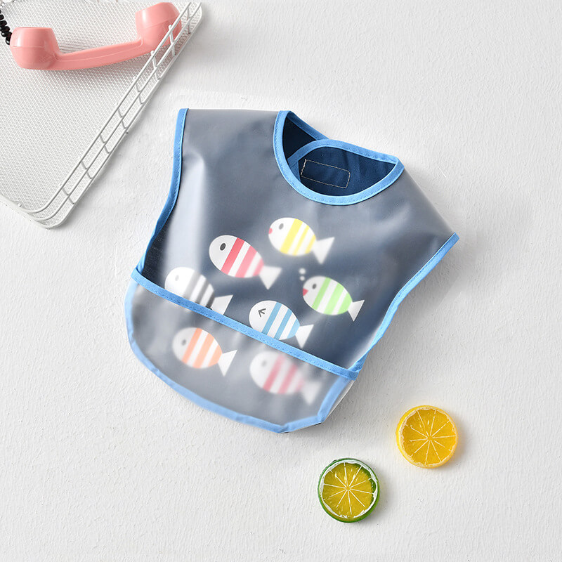 Mess Proof Baby Bib - Waterproof Baby Apron - Great Travel Bib for Baby Eating - Baby Food Bib