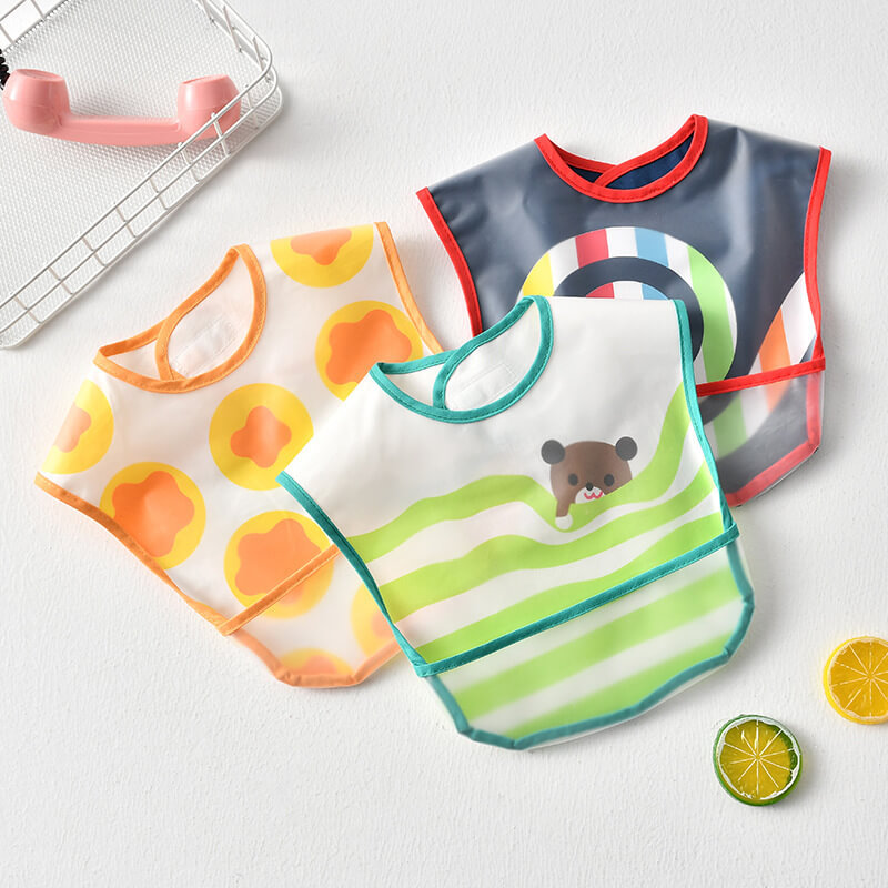 Mess Proof Baby Bib - Waterproof Baby Apron - Great Travel Bib for Baby Eating - Baby Food Bib