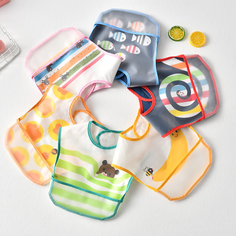 Mess Proof Baby Bib - Waterproof Baby Apron - Great Travel Bib for Baby Eating - Baby Food Bib