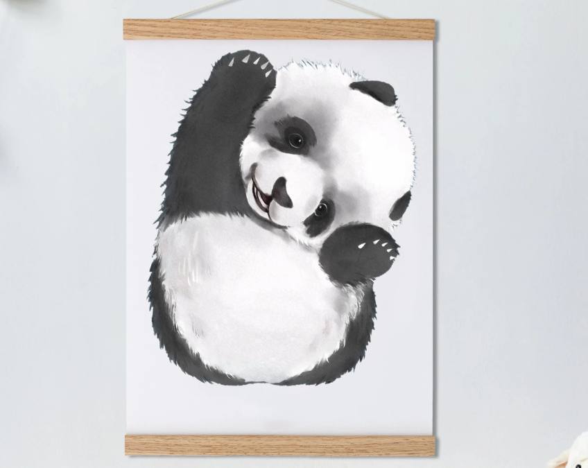 Enthusiastic Panda, Baby Gift and Pets Gift Personalized,, Footprint Set, Mural Baby & Children's Room Animals, Panda-babyanimal