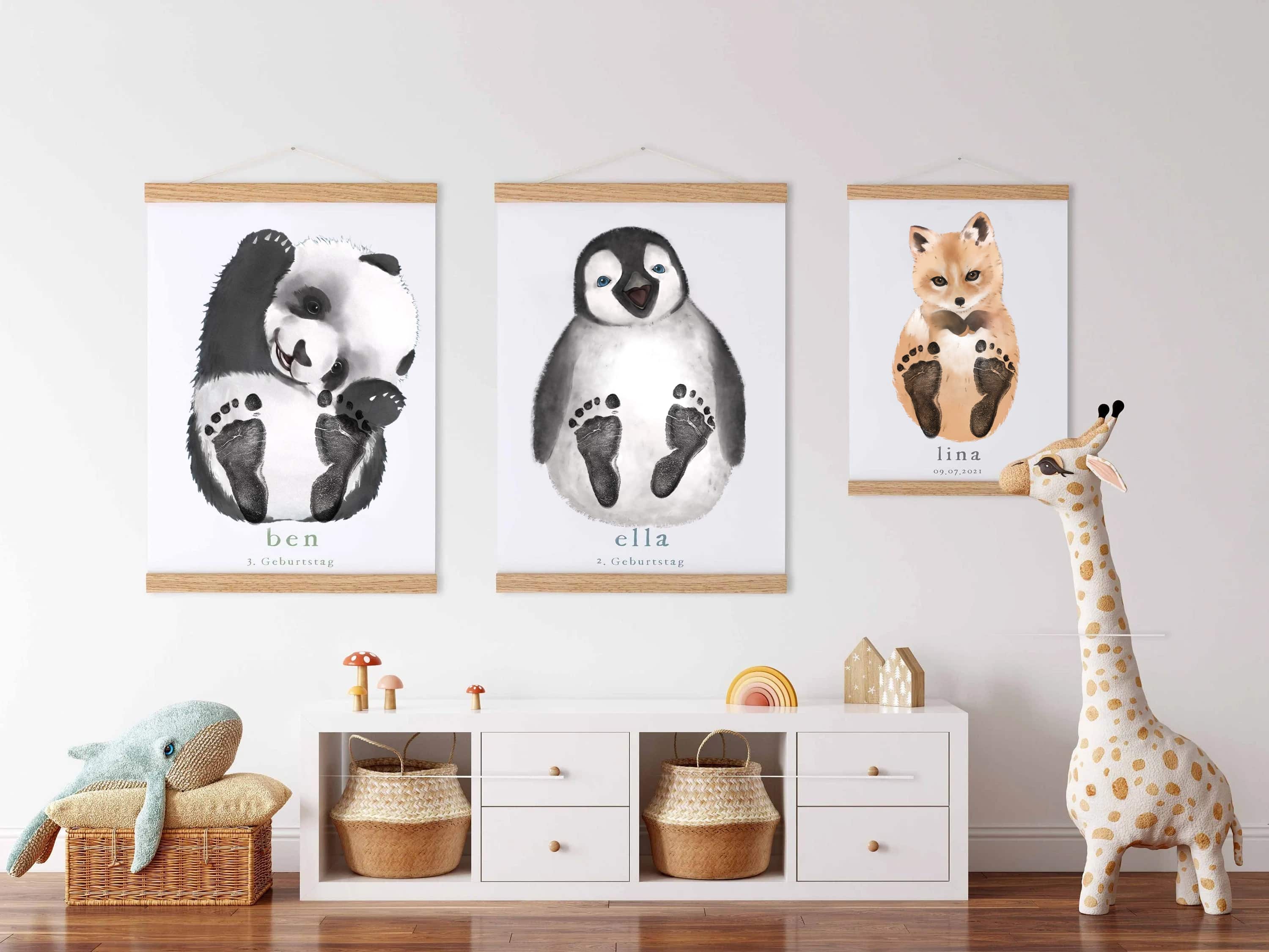 Enthusiastic Panda, Baby Gift and Pets Gift Personalized,, Footprint Set, Mural Baby & Children's Room Animals, Panda-babyanimal