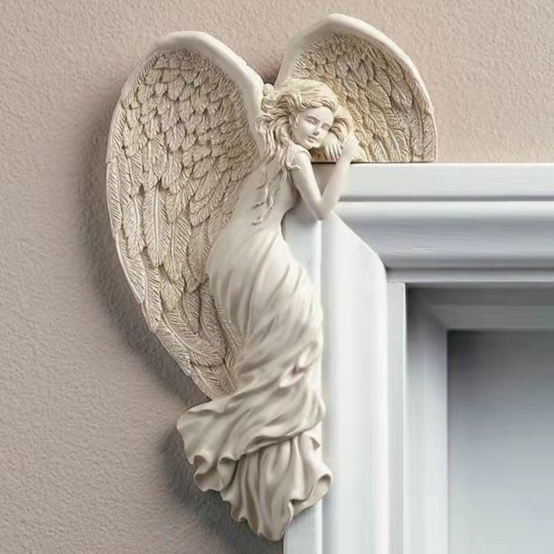 2023 New Door Frame Angel Decor Statues Ornaments with Heart-Shaped Wings Sculpture