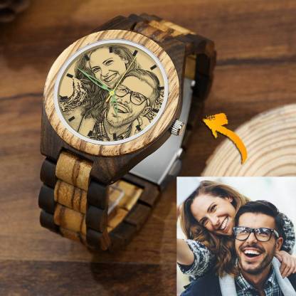 Photo Watch Custom Engraved Men's Wooden Photo Watch 45mm,Baby Gift,Valentine's Day Gift-babyanimal
