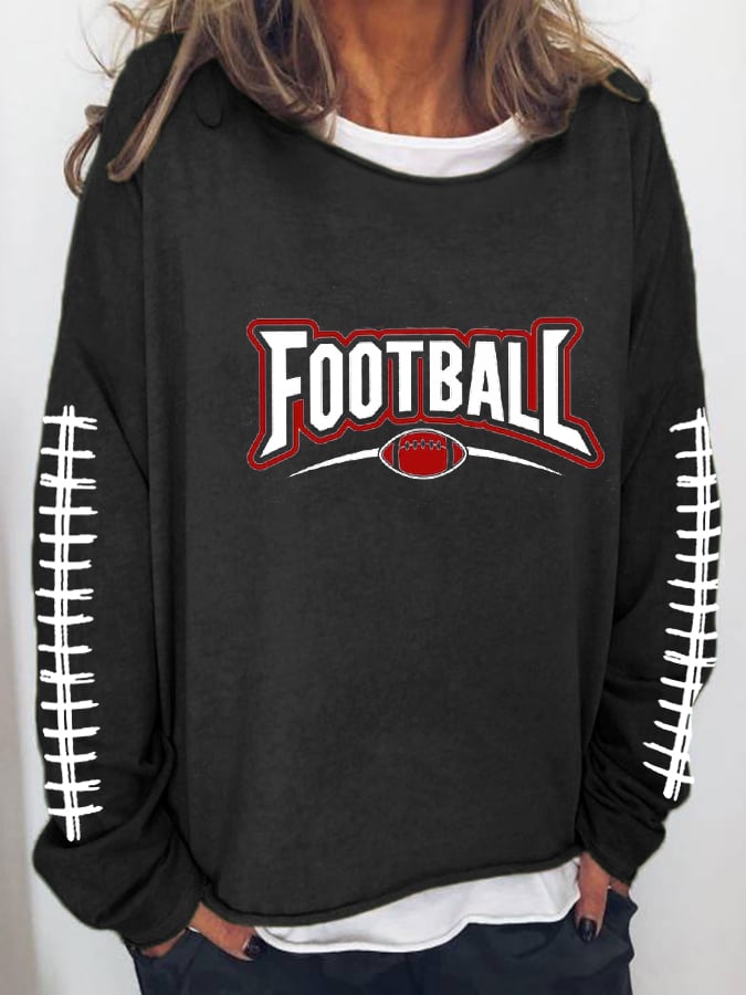 Women's Football Makes Me Happy Printed Casual Sweatshirt