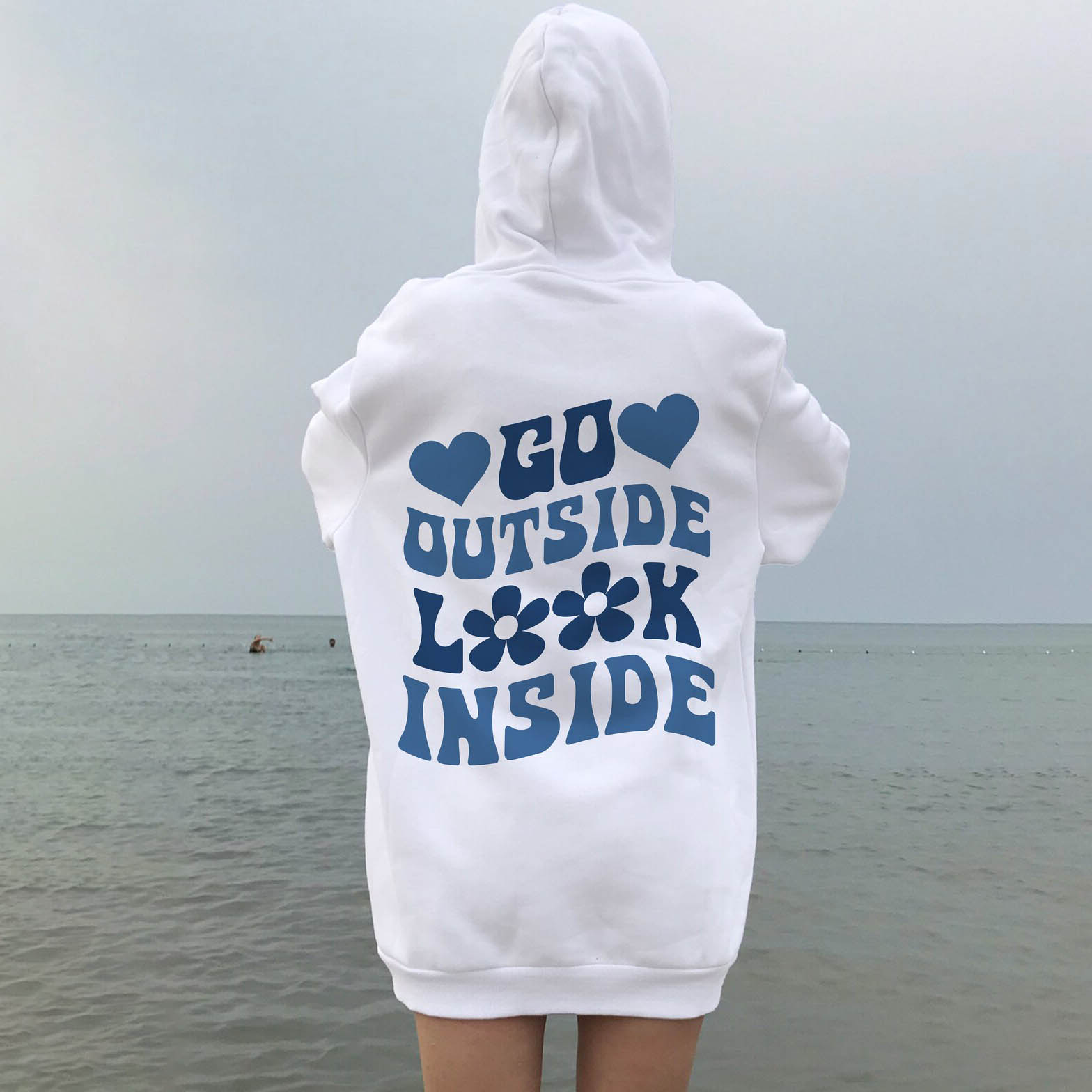 Go Outside Look Inside Print Casual Hoodie