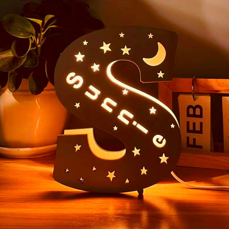  Custom Name Light, Custom Wooden Night Light Living Room Letter Lamp Wall Decor Name Light-babyanimal