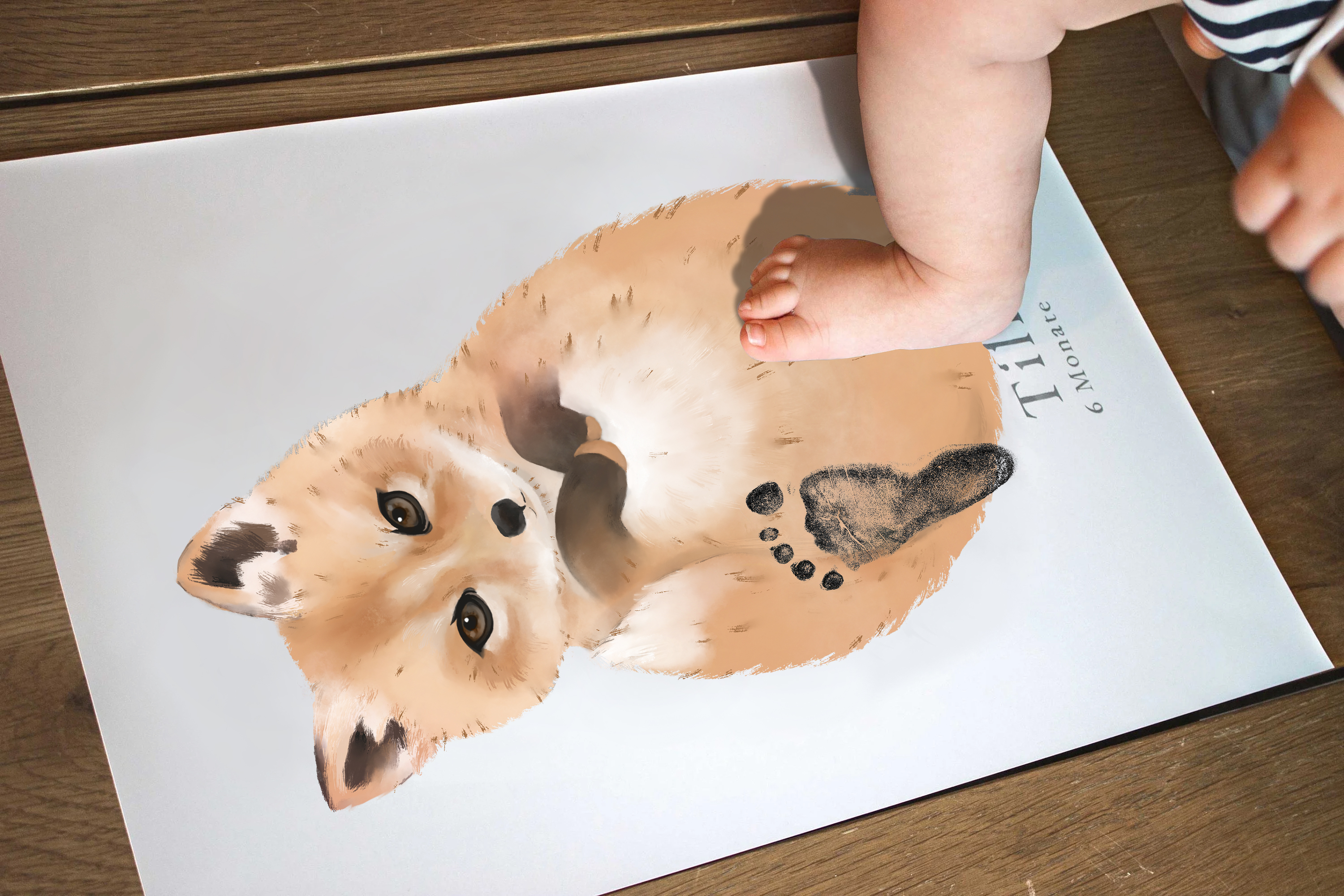 Baby Fox, Baby Gift and Pets Gift Personalized,, Footprint Set, Mural Baby & Children's Room Decor Animals, Fox Baby Gift-babyanimal