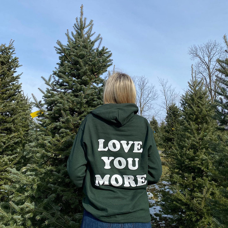 Love You More Print Hoodie