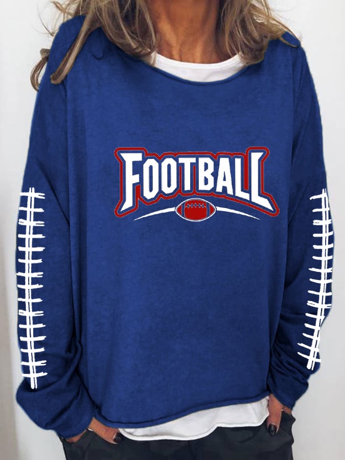 Women's Football Makes Me Happy Printed Casual Sweatshirt