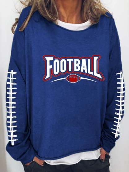 Women's Football Makes Me Happy Printed Casual Sweatshirt