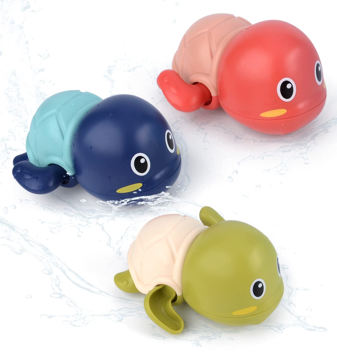 Baby Bath Toys, 3 Pack Cute Swimming Turtle Bath Toys,Floating Wind Up Toys for 1 Year Old Boy Girl