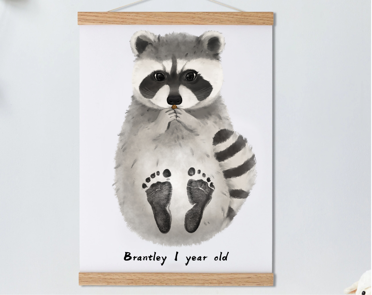 Raccoon, Baby Gift and Pets Gift Personalized,, Footprint Set, Mural Baby & Children's Room Animals, Raccoon-babyanimal