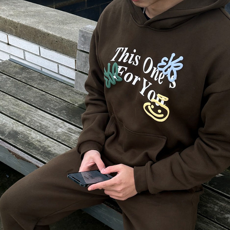 This One'S For You Print Long Sleeve Hoodie